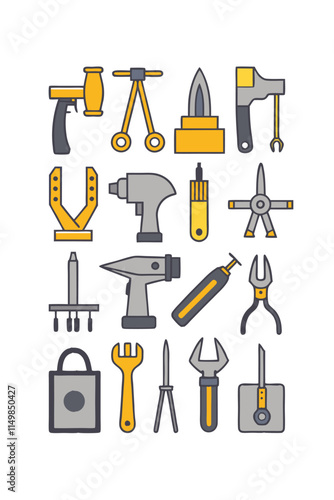  Comprehensive Sheet Metal Tools Icon Set