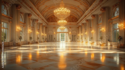 Wallpaper Mural Grand palace hall, ornate gold, gleaming floor. Torontodigital.ca