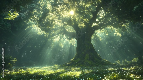 Magical Forest Sunlight, Nature Tree