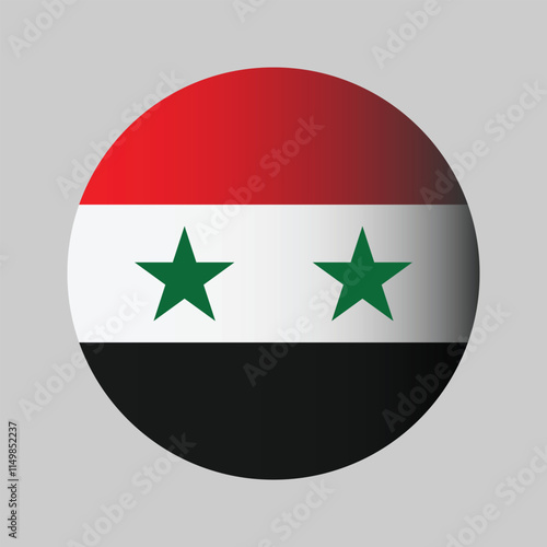 The flag of Syria. Flag icon. Standard color. A round flag. Computer illustration. Digital illustration. Vector illustration.