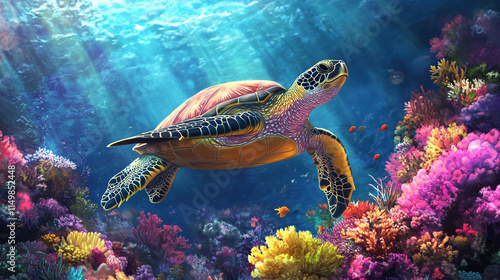 turtle swimming photo