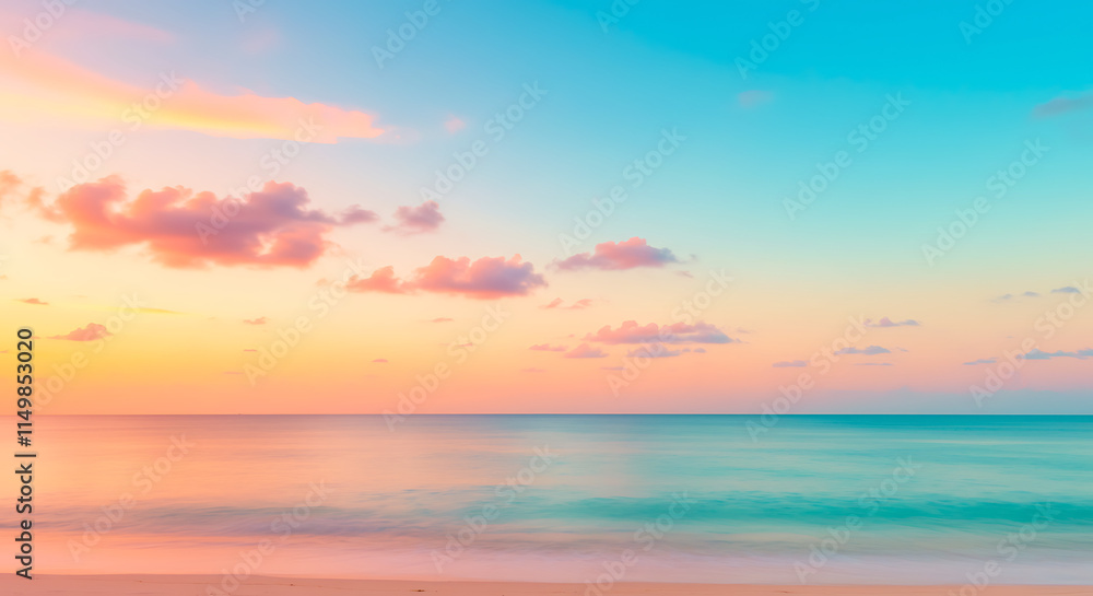 Serene Sunset Seascape Peaceful Ocean Sky Serene Sunset Seascape Peaceful Ocean Sky