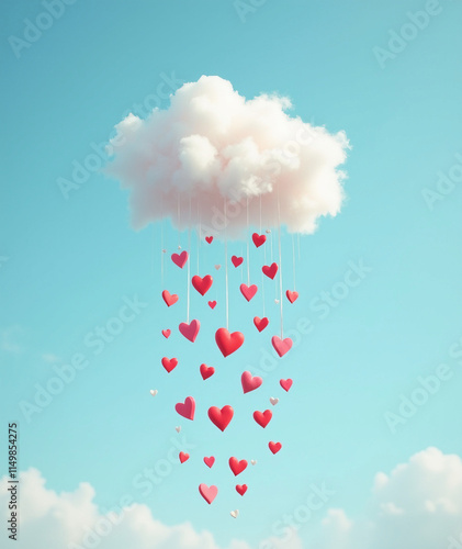A tiny cloud raining hearts