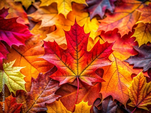 Wallpaper Mural Vibrant Autumn Leaves Macro Photography: Colorful Maple & Oak Foliage Background Torontodigital.ca