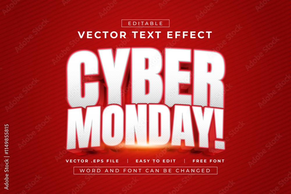 Fototapeta premium Cyber Monday editable text effect style with red background