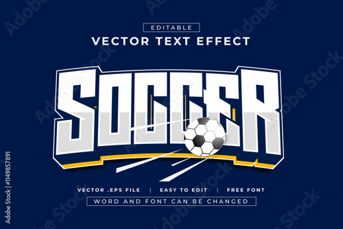 Soccer 3D editable text effect style with dark blue background