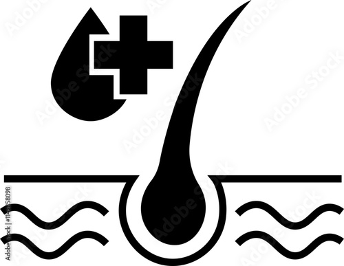 Hair follicle cosmetic line and flat icon. Vector include skincare frizzy repair revitalizing scalp dandruff follicle outline pictogram for trichology isolated on transparent background