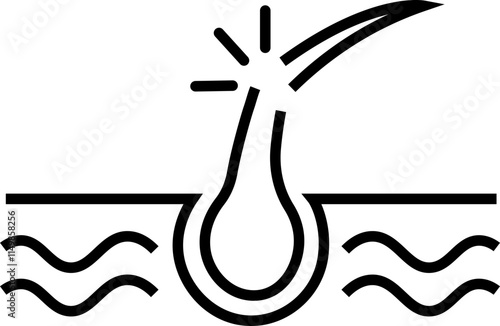 Hair follicle cosmetic line and flat icon. Vector include skincare frizzy repair revitalizing scalp dandruff follicle outline pictogram for trichology isolated on transparent background