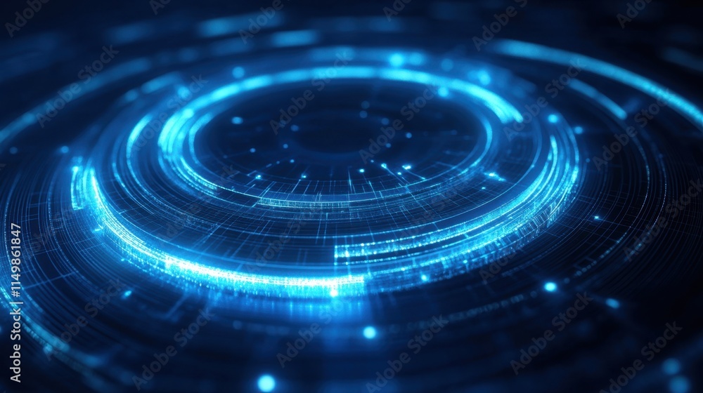 Abstract Futuristic Technology Interface Design Digital Glowing Circular Network System Abstract Futuristic Technology Interface Design Digital Glowing Circular Network System
