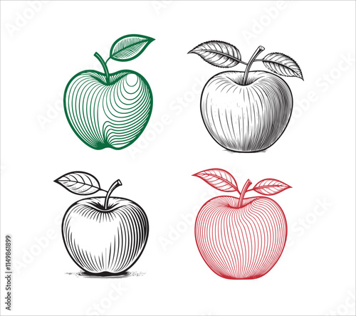 Apple Line art silhouette