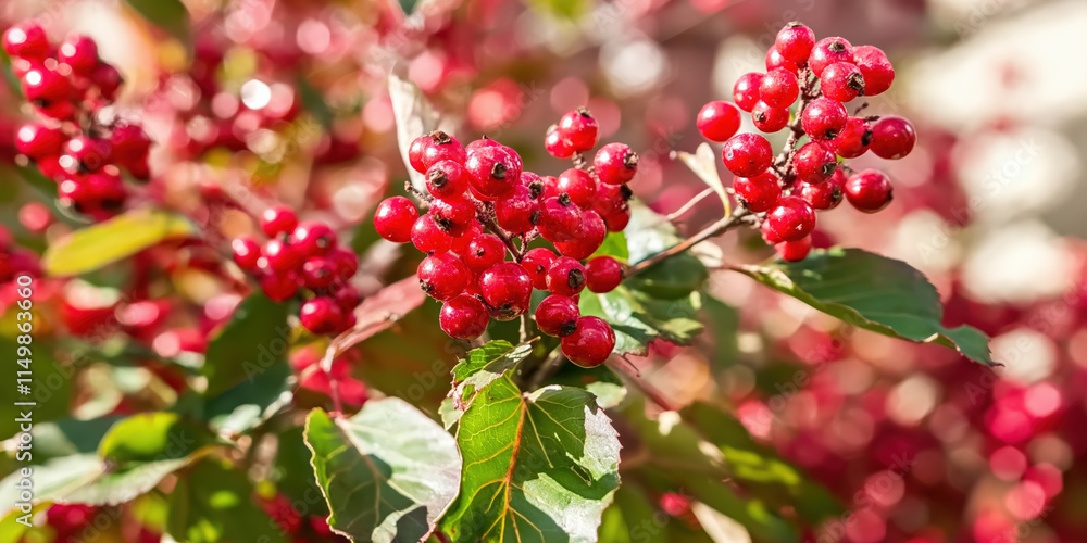 Obraz premium Vibrant red berries on a green bush
