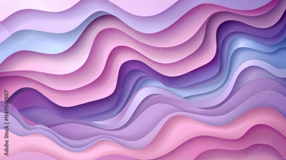 Obraz premium Abstract waves in soft pastel colors create a soothing visual texture.