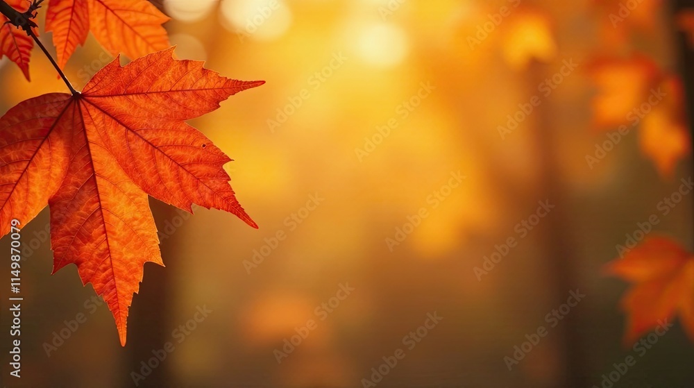 Autumnal Leaf in Golden Sunlight, a Nature Scene of Tranquil Beauty Autumnal Leaf in Golden Sunlight, a Nature Scene of Tranquil Beauty