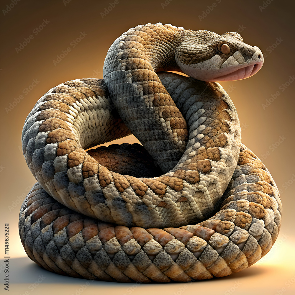 Fototapeta premium Detailed 3D render of a venomous snake coiled.
