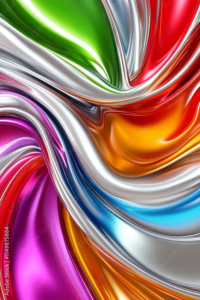 Fototapeta premium Vibrant Fluid Waves in Bright Colors