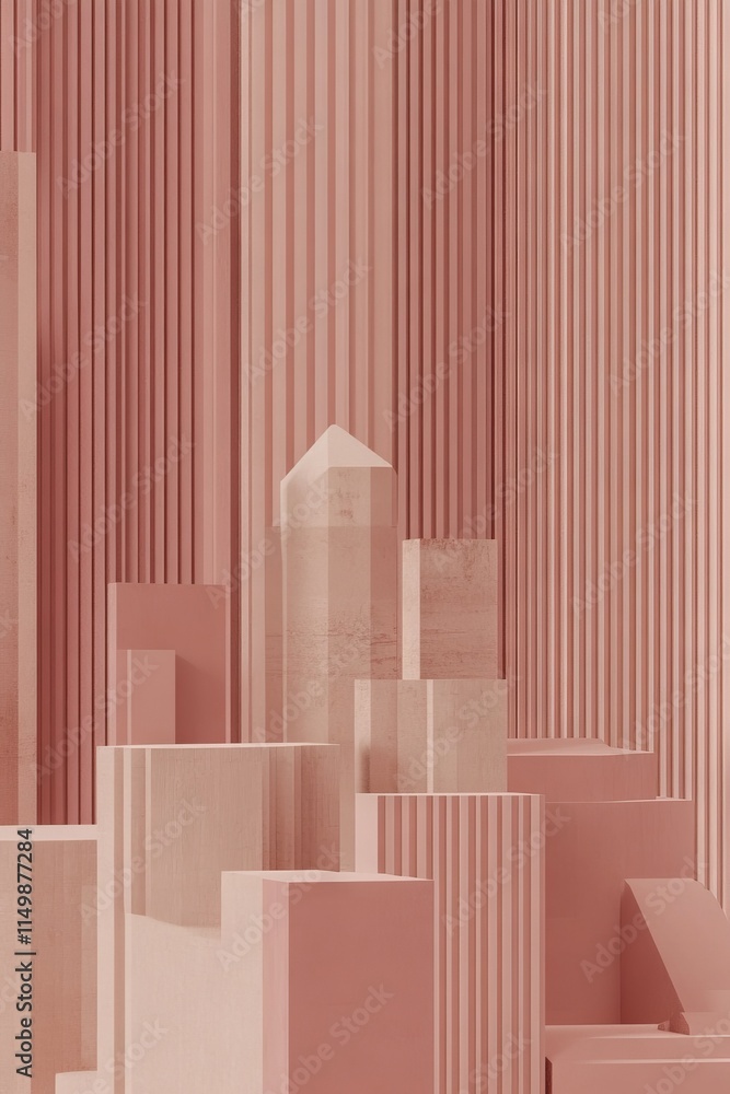Fototapeta premium PANTONE 17-1230 Mocha Mousse Minimalist 3D Pattern Wallpaper Design Background