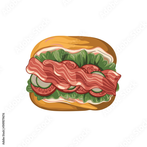 Delicious Colorful Sandwich Vector Illustration