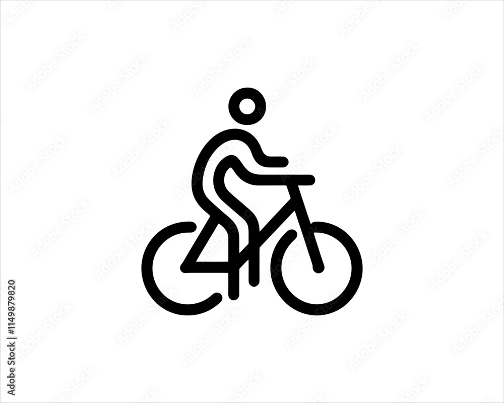 Fototapeta premium Bicycle icon vector logo template. Line art Bicycle logo design icon symbol vector illustration. Bicycle sign