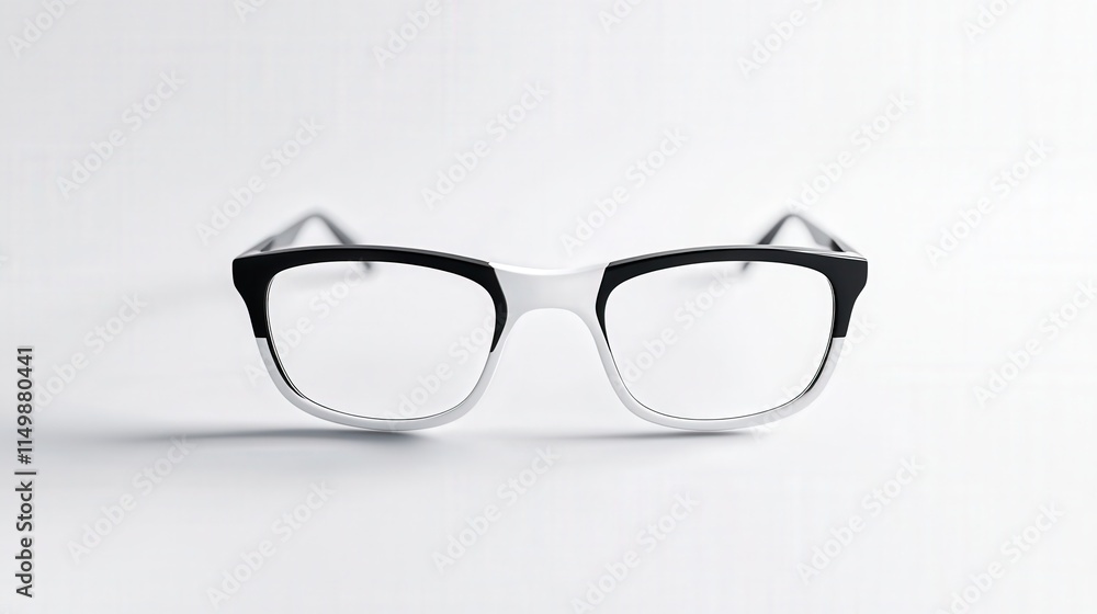 realistic photo featuring a set of white and black mockup glasses isolated on a clean white background. realistic photo featuring a set of white and black mockup glasses isolated on a clean white background.