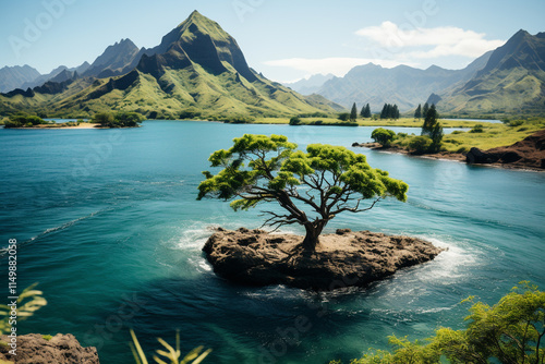 mountain lake in the alps photo