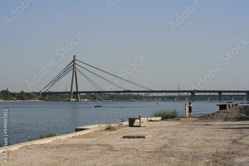 View of the Northern Bridge on the Dnieper, Obolon, Kyiv, Ukraine