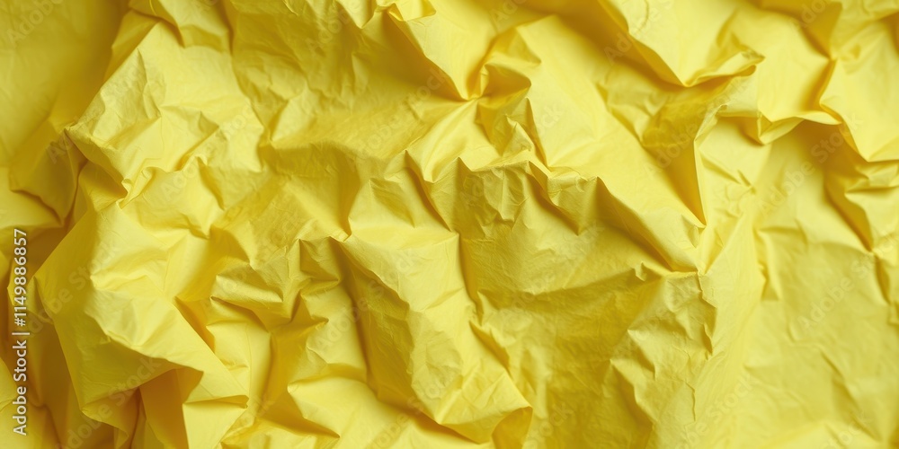 Abstract Texture of Deep Yellow Crumpled Fabric, Showing Detailed Wrinkles and Folds Abstract Texture of Deep Yellow Crumpled Fabric, Showing Detailed Wrinkles and Folds