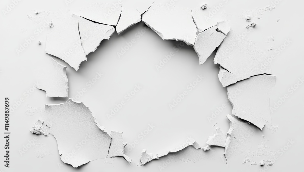 White cracked surface with hole, grunge texture. White cracked surface with hole, grunge texture.