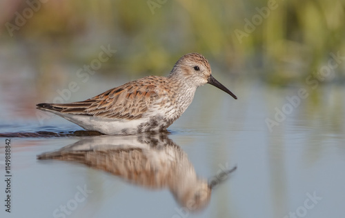 Dunlin - adult bird at a wetland on the spring migration  photo