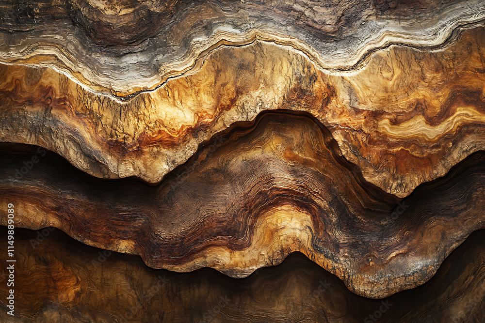 Obraz premium Layered Rock Formation: Abstract Earth Tones and Textured Beauty in Nature's Masterpiece