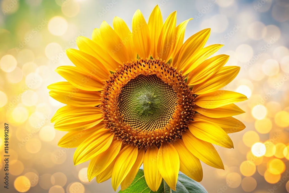 Obraz premium Vibrant Single Sunflower Isolated on White Background - Stock Photo