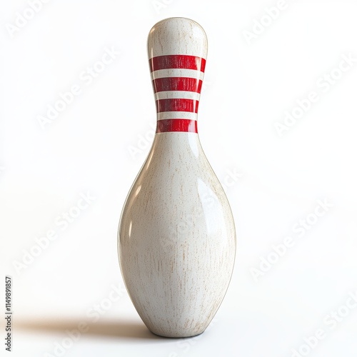 bowling pin with red stripe on a white background photo