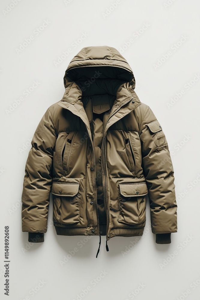 Isolated Winter Compy Jacket on a White Background with Winter Clothing Style Isolated Winter Compy Jacket on a White Background with Winter Clothing Style