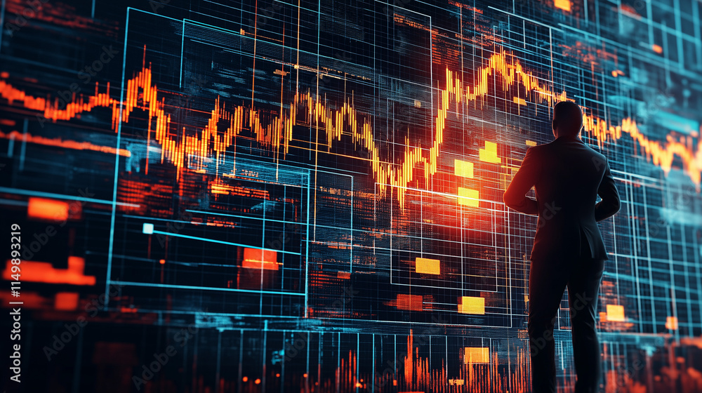 Fototapeta premium Analyzing decentralized finance trends in blockchain business data visualization digital environment professional view