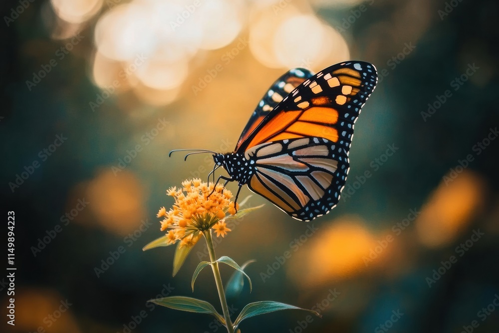 Fototapeta premium A butterfly is sitting on a flower