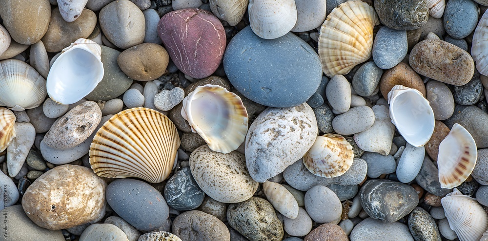 Beach pebbles in a close-up view, highlighting their smooth surfaces and organic colors. Beach pebbles in a close-up view, highlighting their smooth surfaces and organic colors.