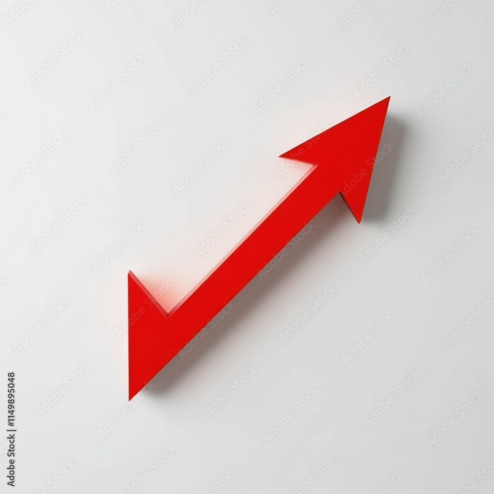 Red upward arrow graph showing rising trend, cut out Red upward arrow graph showing rising trend, cut out