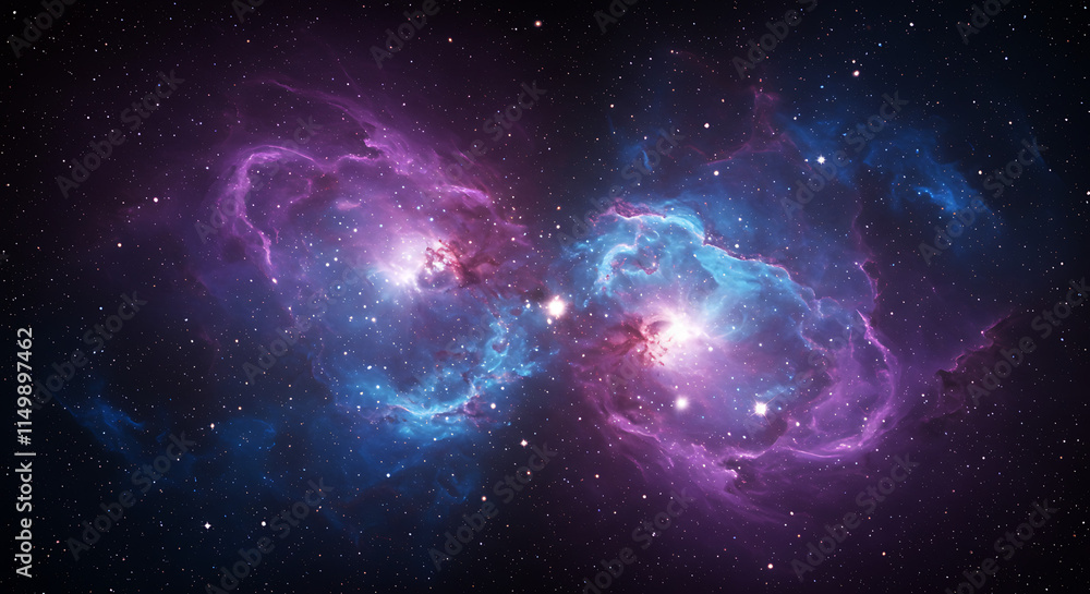 Fototapeta premium Cosmic Nebula Infinity Symbol Purple Blue Space Background