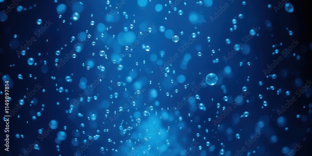 Abstract Blue Water Droplets Ascending in a Dark Background Abstract Blue Water Droplets Ascending in a Dark Background