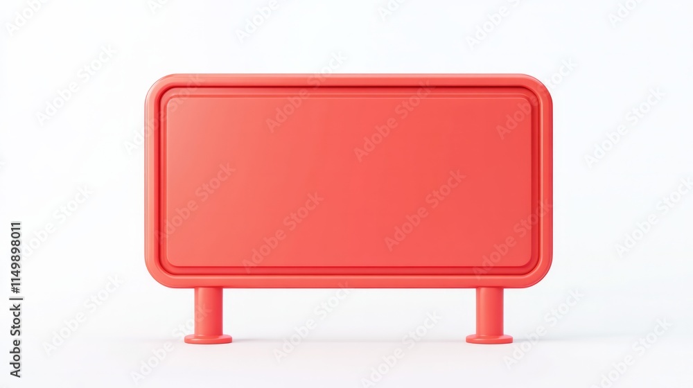 Fototapeta premium red plastic signboard without lights, banner isolated on white background 