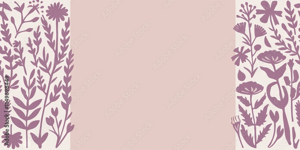 Fototapeta premium Minimalist Botanical Pattern with Soft Pastel and PANTONE 17-1230 Mocha Mousse Tones