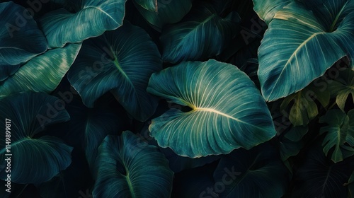 Wallpaper Mural Lush dark green tropical leaves background. Torontodigital.ca