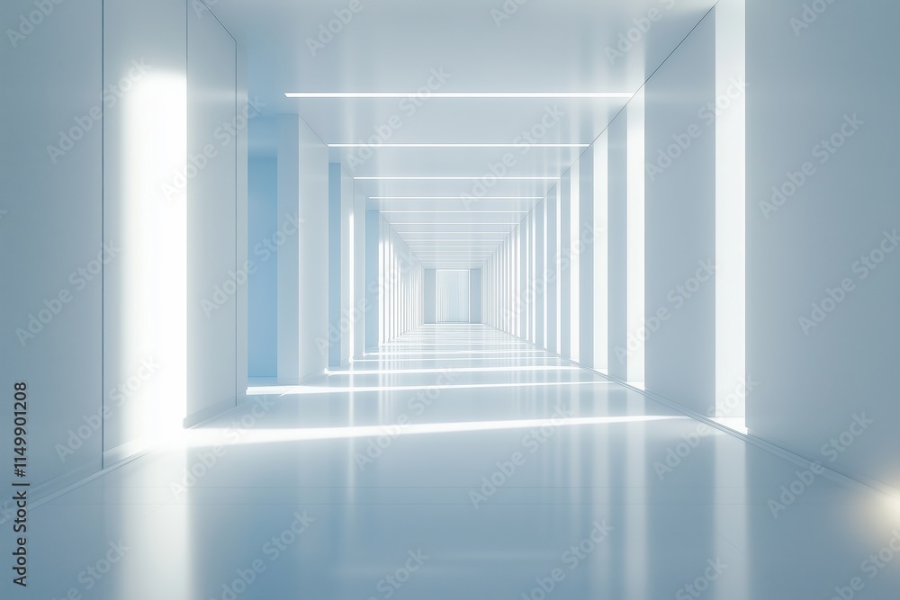Obraz premium Empty, sterile hospital hallway with clean, minimalist design