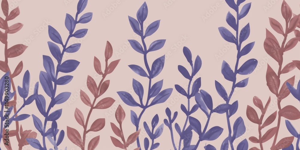 Minimalist Botanical Pattern with Soft Pastel and PANTONE 17-1230 Mocha Mousse Tones Minimalist Botanical Pattern with Soft Pastel and PANTONE 17-1230 Mocha Mousse Tones