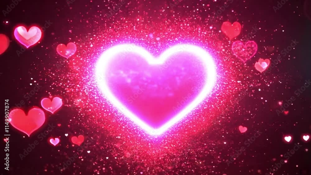 Pink hearts Valentine background. Glowing blur heart shaped lights sparkling on soft pink background. Romantic Valentine's day background. 4k video Pink hearts Valentine background. Glowing blur heart shaped lights sparkling on soft pink background. Romantic Valentine's day background. 4k video