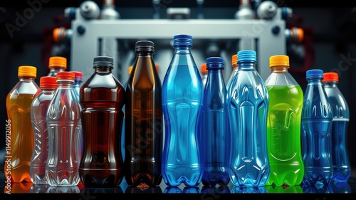 A vibrant collection of plastic bottles filled with various colorful beverages, ready for distribution or consumption.