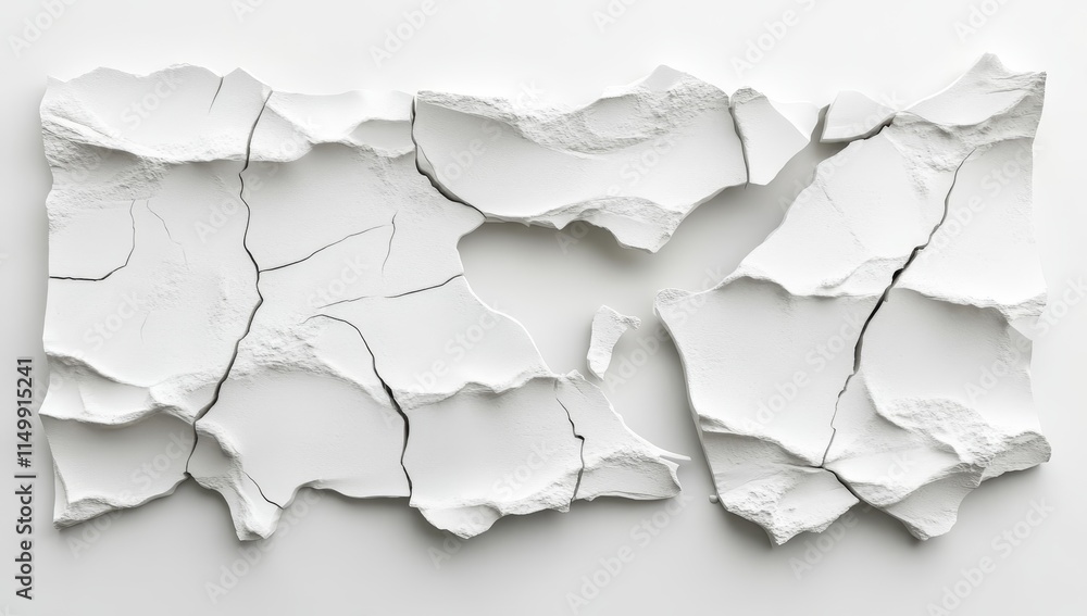 Abstract white cracked texture, broken pieces, fragmented surface. Abstract white cracked texture, broken pieces, fragmented surface.