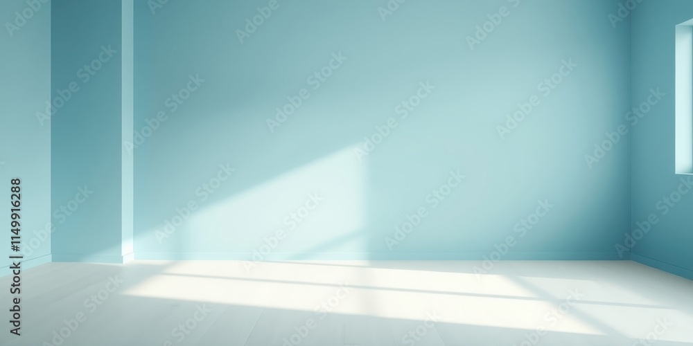 Empty Room with Light Blue Walls and White Floor, Perfect for Interior Design Mockups Empty Room with Light Blue Walls and White Floor, Perfect for Interior Design Mockups