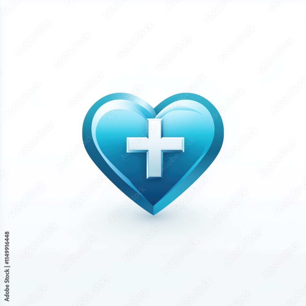 Obraz premium Stylish logo for healthcare company with cross and heart design in blue