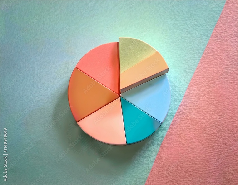 Obraz premium Generated image Colorful 3D pie chart pastel background