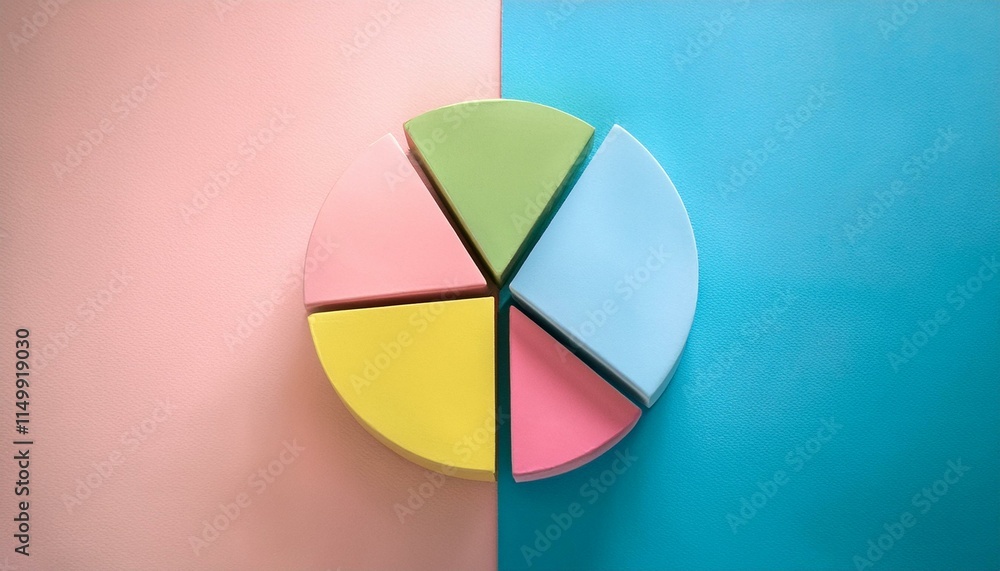 Obraz premium Generated image Colorful 3D pie chart pastel background